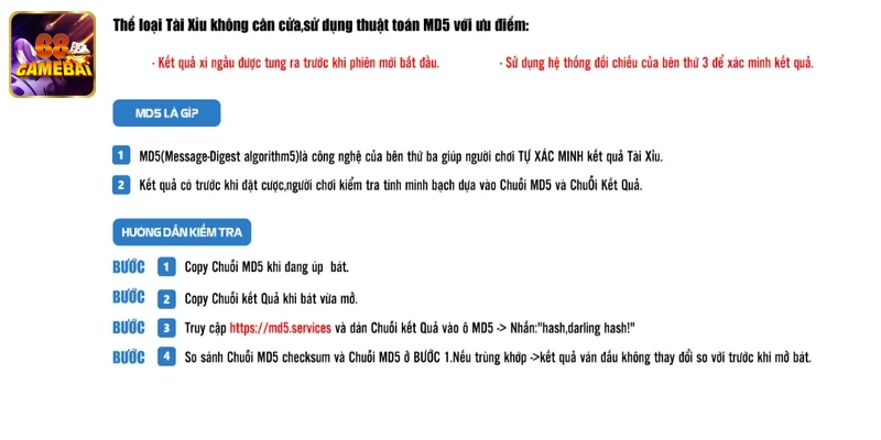 Luật chơi và cách kiểm tra kết quả MD5