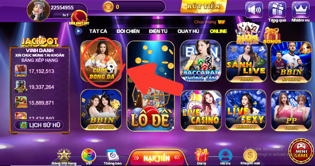 Chọn Cược Bóng Đá trên mục Online của 68Gamebai.